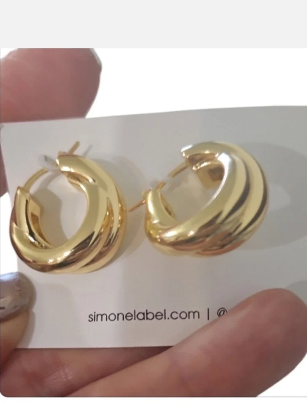 NWT Simone The Label 18k Gold Plated Tube Hoop Earring